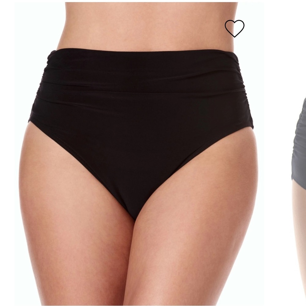 Magicsuit Shirred High Waisted Black Bikini Bottom X-Large Great Stretch